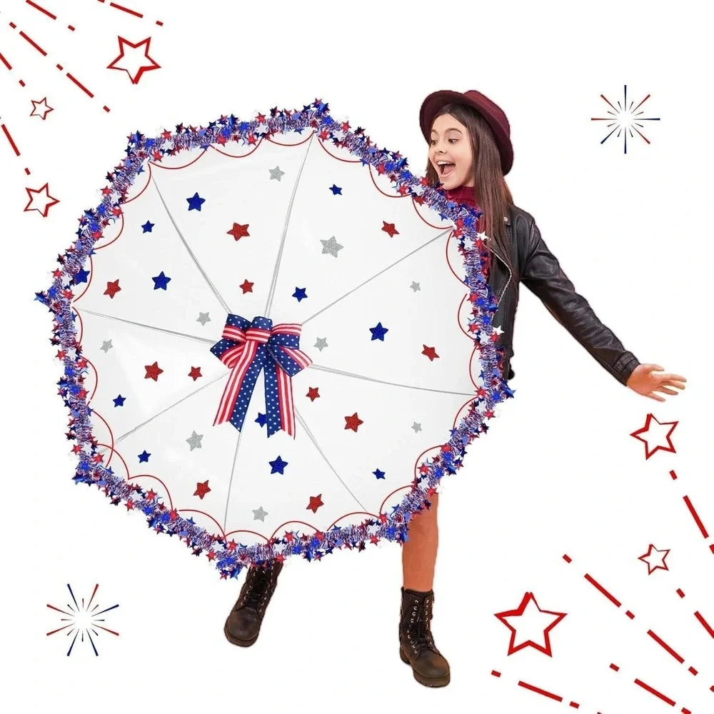 2‎ PCS Cinrobiye DIY 4th of July Umbrella Patriotic Decoration Parade Craft Set